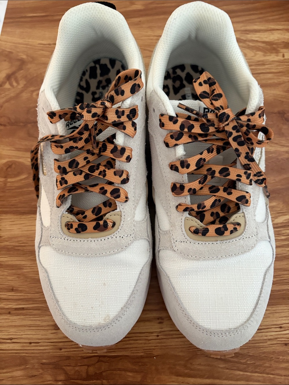 Women’s Cream & Leopard Accent Sneakers - Reebok size 9